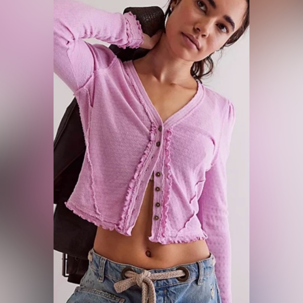 We The Free Pink Cardigan Sweater